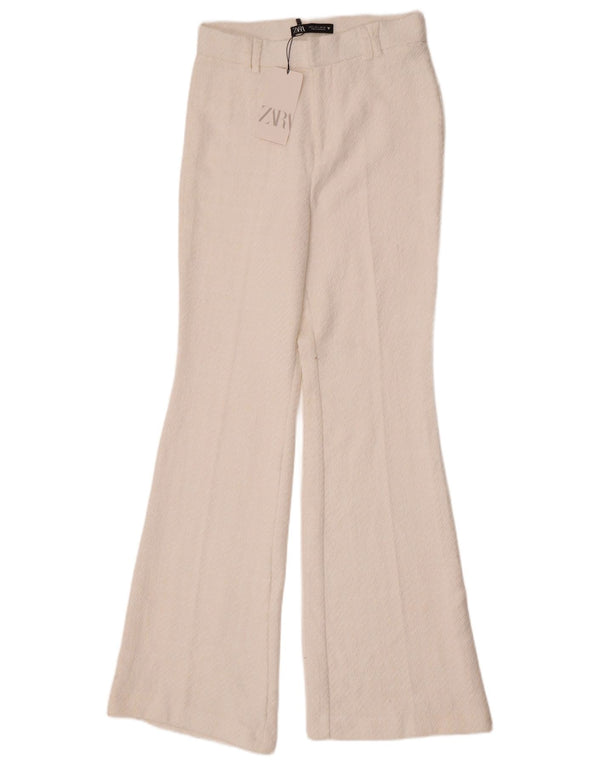 Spodnie damskie Zara Flare, małe, W26 L32, biała bawełna