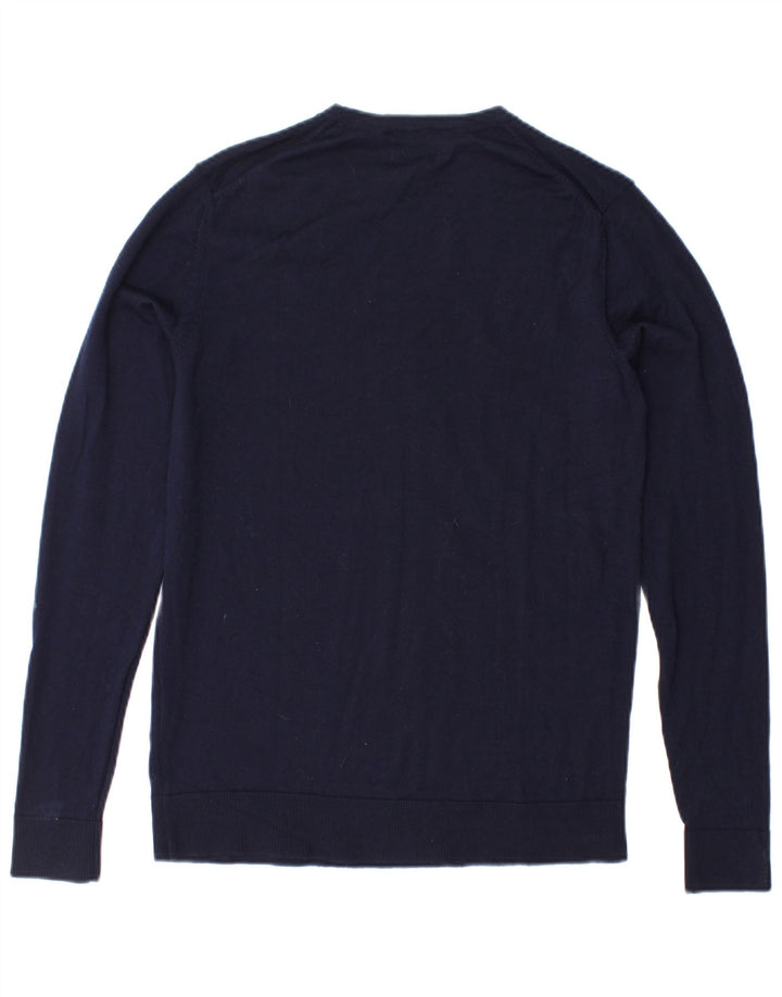 JACK & JONES Męski sweter z okrągłym dekoltem, mały, granatowy, wełniany