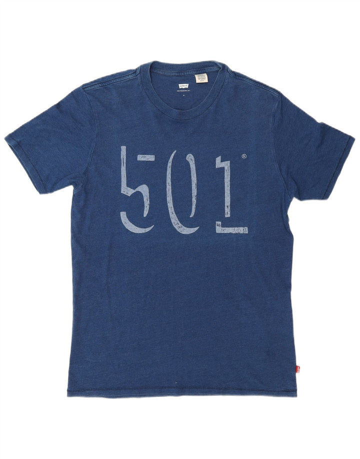 Męski T-shirt z grafiką Levi's, mały, niebieski, bawełniany