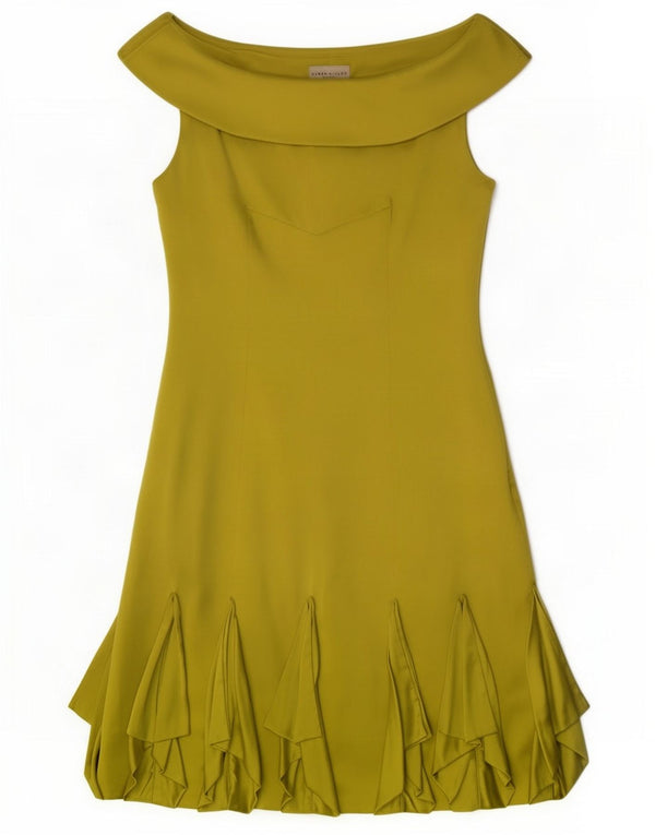 Karen Millen Damska sukienka z odkrytymi ramionami UK 8 Small Green Silk