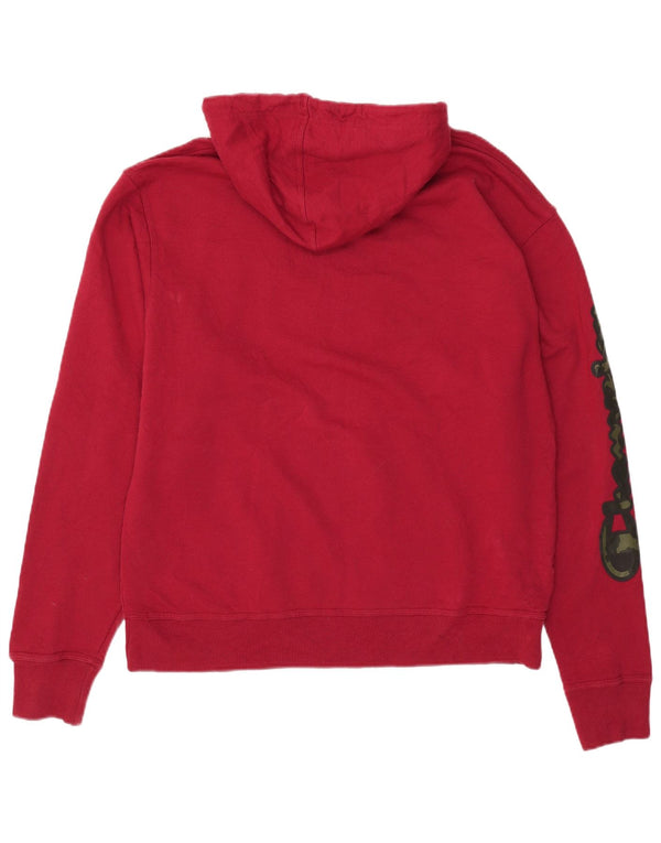 Męski sweter z kapturem i grafiką CHAMPION, duży, czerwony, bawełniany