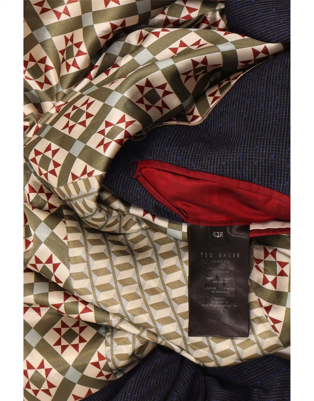 Ted Baker Męska marynarka zapinana na 2 guziki, UK 42 XL, granatowa, wełniana w pepitkę