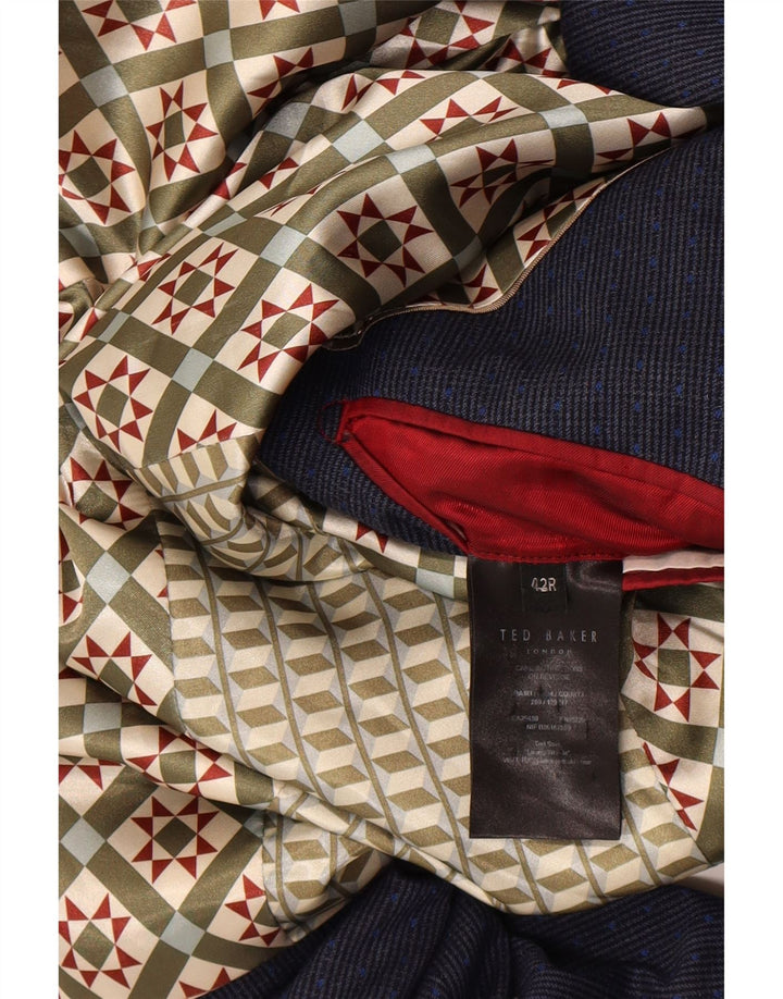 Ted Baker Męska marynarka zapinana na 2 guziki, UK 42 XL, granatowa, wełniana w pepitkę