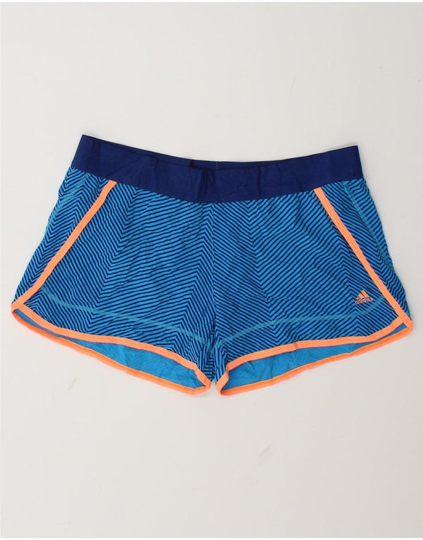 Spodenki sportowe Adidas damskie Climalite UK 12/14 średnie niebieskie prążki