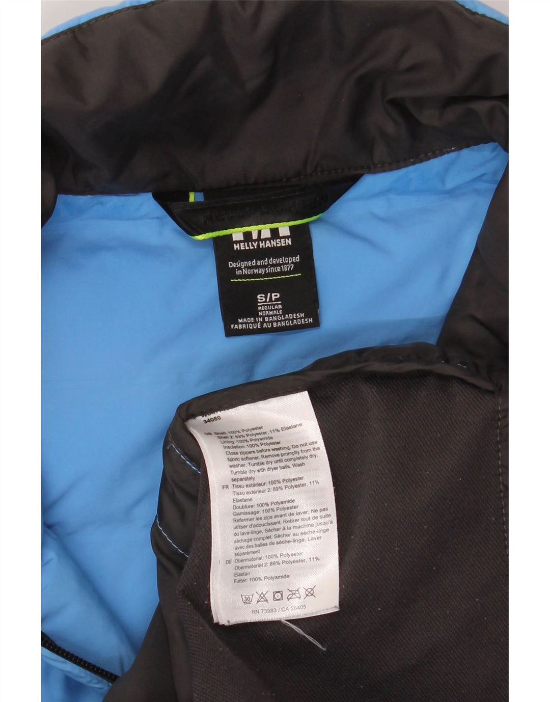 Damska ocieplana kurtka Helly Hansen UK 10, mały, niebieski, poliester z blokami kolorów