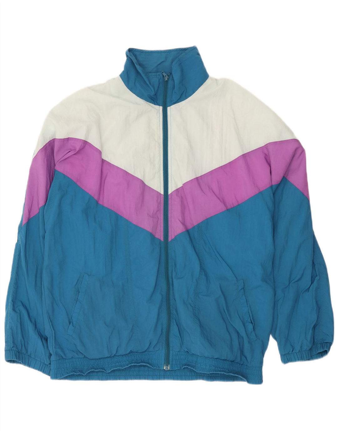 Vintage Mens Tracksuit Top Jacket XL Blue Colourblock