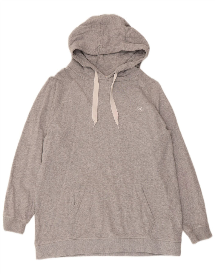 Crew Clothing Męska bluza z kapturem, średnia szara bawełniana nakrapiana