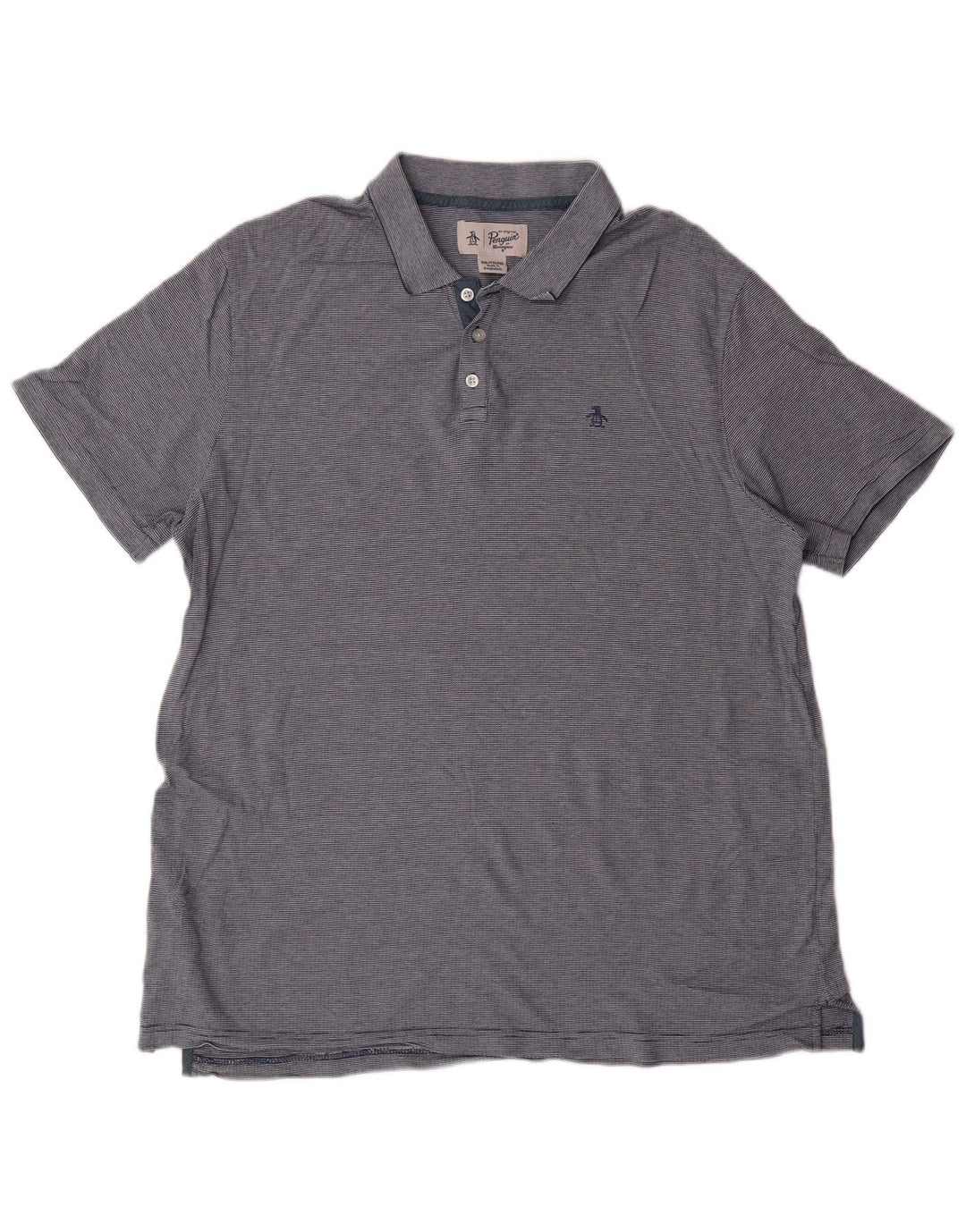 Męska koszulka polo PENGUIN 2XL, niebieska, bawełniana w paski, klasyczna