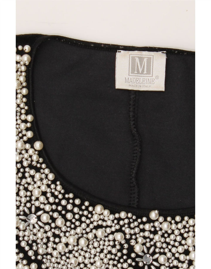 MADELEINE Womens Bodysuit UK 10 Small Black Vintage Madeleine and Second-Hand Madeleine from Messina Hembry 