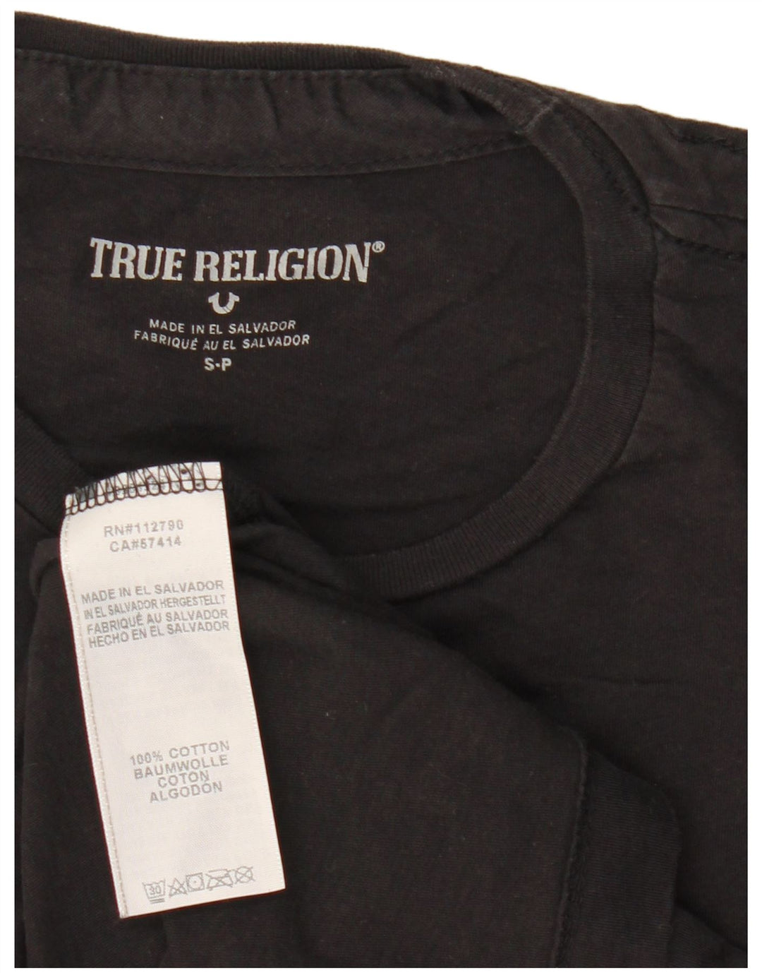 Męski T-shirt z grafiką True Religion, mały, czarny, bawełniany