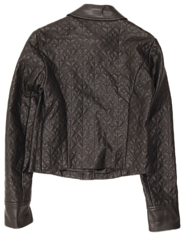 Damska kurtka Guess Crop ze sztucznej skóry US 2 XS, czarna, polietylen