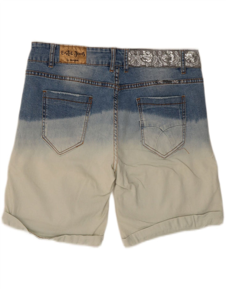 DESIGUAL Womens Denim Shorts W34 Large  Blue Colourblock Cotton Vintage Desigual and Second-Hand Desigual from Messina Hembry 