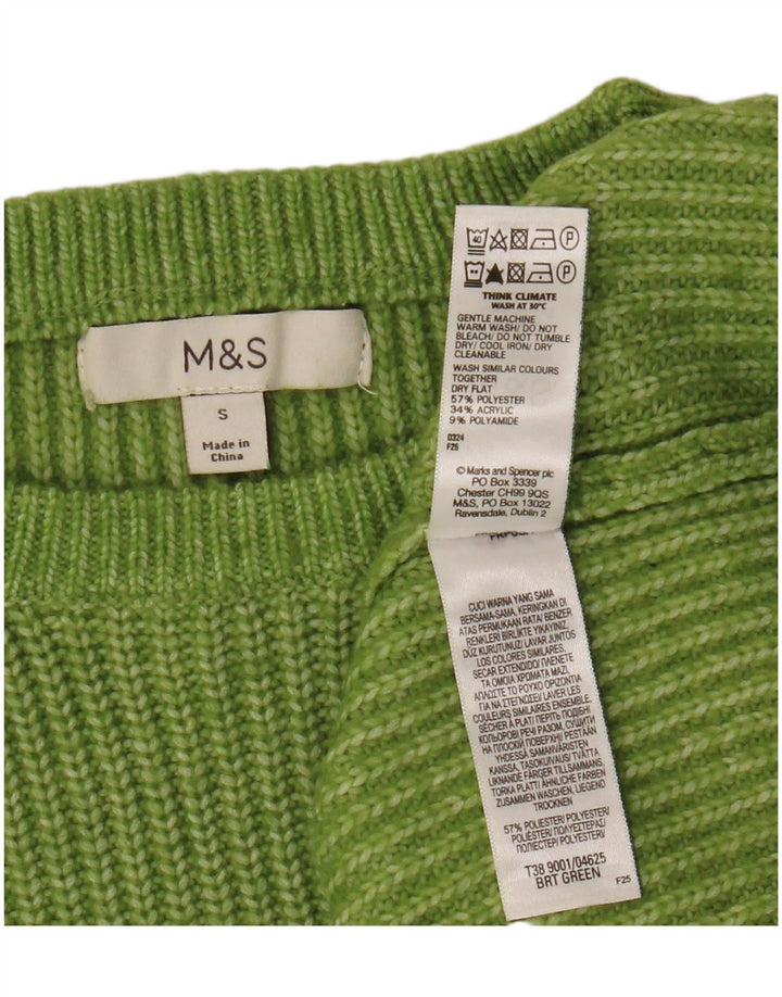 Marks & Spencer Damski sweter z dekoltem w łódkę, UK 10, mały, zielony, poliester