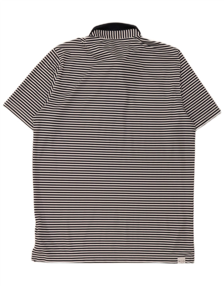 Męska koszulka polo Puma, duża, granatowa, poliestrowa w prążki