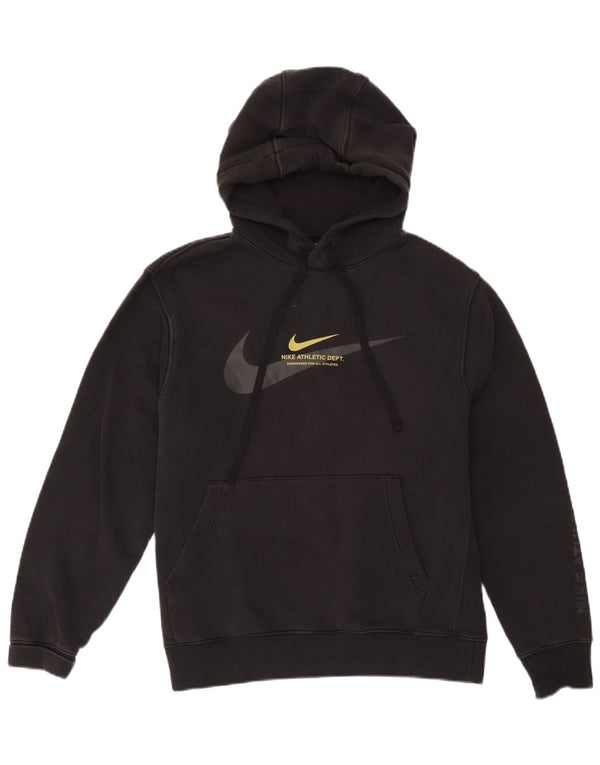 NIKE Mens Graphic Hoodie Jumper Medium Black Cotton