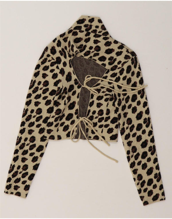 Damska bluzka z długim rękawem Zara, UK 12, średni beżowy nadruk zwierzęcy