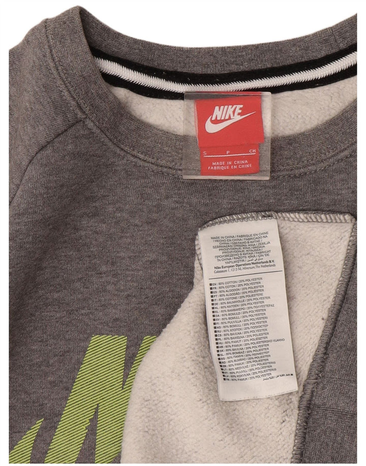 Męska bluza z grafiką NIKE, mała, szara, bawełniana w bloki kolorów