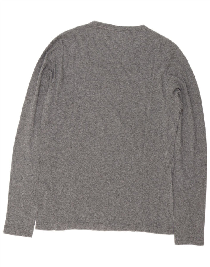 Męski top graficzny Tommy Hilfiger z długim rękawem, mały, szary, nakrapiany, bawełniany