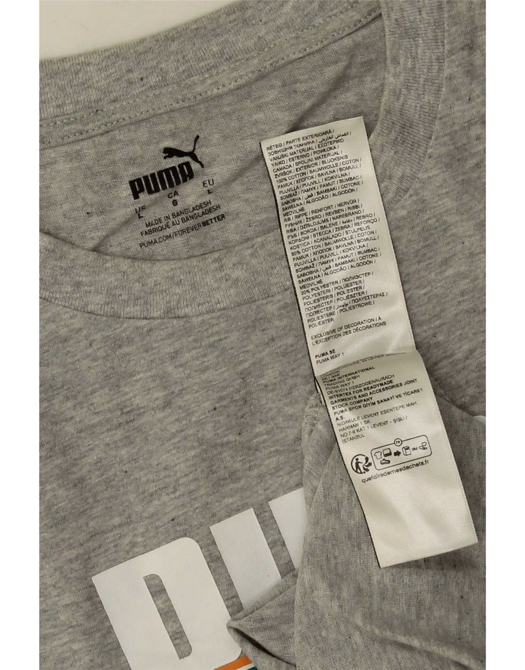 Męski T-shirt z grafiką Puma, duży, szary, bawełniany