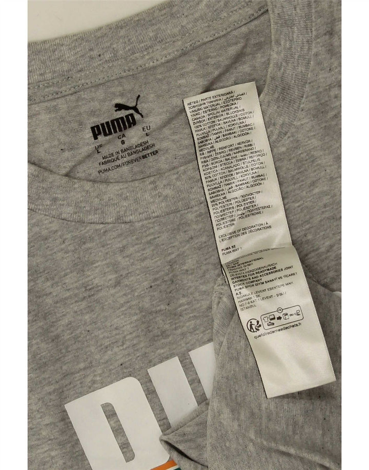 Męski T-shirt z grafiką Puma, duży, szary, bawełniany