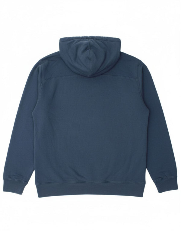 CHAMPION Mens Grant Fit Hoodie Jumper Large Blue Cotton