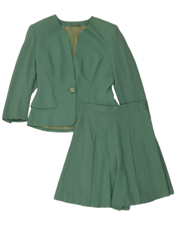 Vintage damski zestaw 2-częściowy z 1 guzikiem UK 12 Medium W28 Zielony octan