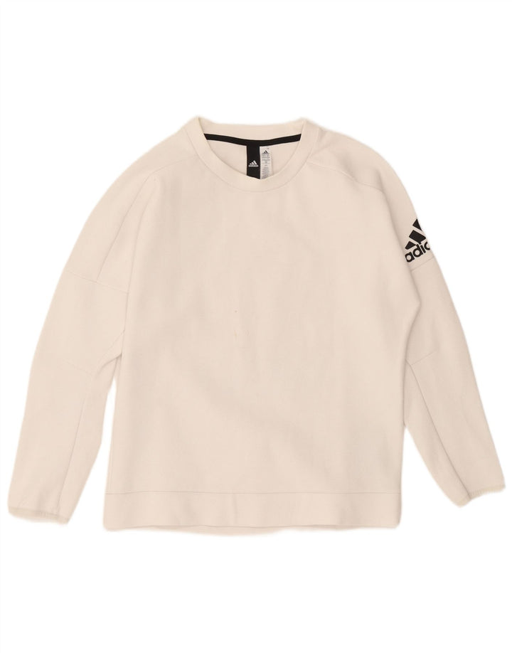 Damska bluza Adidas Graphic Jumper UK 12/14 Średnia biała bawełna