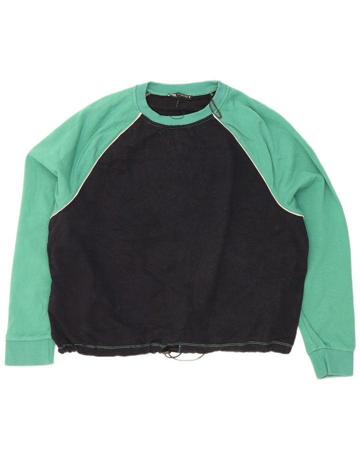 Damski sweter oversize Zara UK 10, mały, czarny, z blokami kolorów