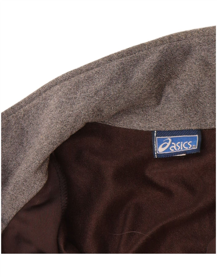 Męska kurtka dresowa ASICS z grafiką, średniej wielkości brązowy poliester w blokach kolorystycznych