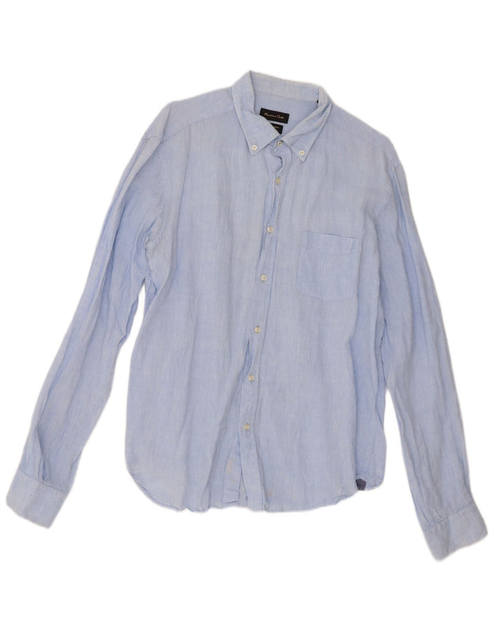 Koszula męska Massimo Dutti XL, niebieska, lniana