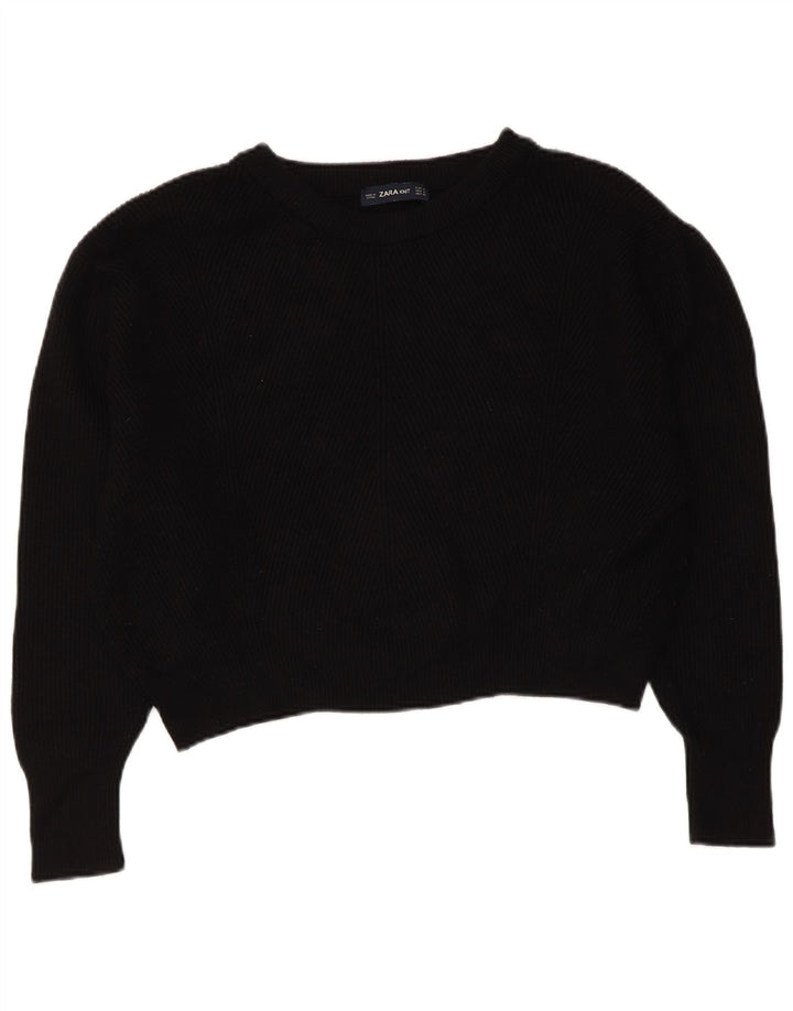 Damski sweter ZARA Crop Oversize z dekoltem w łódkę UK 14 Średni czarny