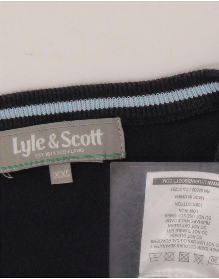 Męski sweter LYLE & SCOTT z dekoltem w kształcie litery V, 2XL, granatowy Argyle/Diament