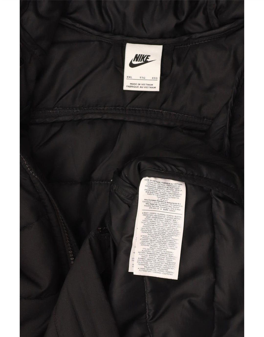 Męska ocieplana kurtka z kapturem NIKE UK 44 2XL Czarny poliester