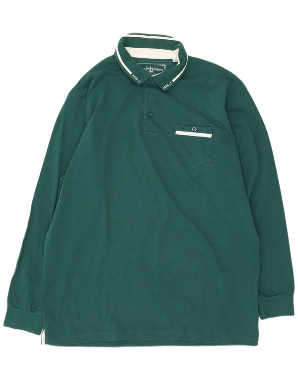 Męska koszulka polo Harmont & Blaine z długim rękawem i regularnym krojem, 3XL, zielona bawełna