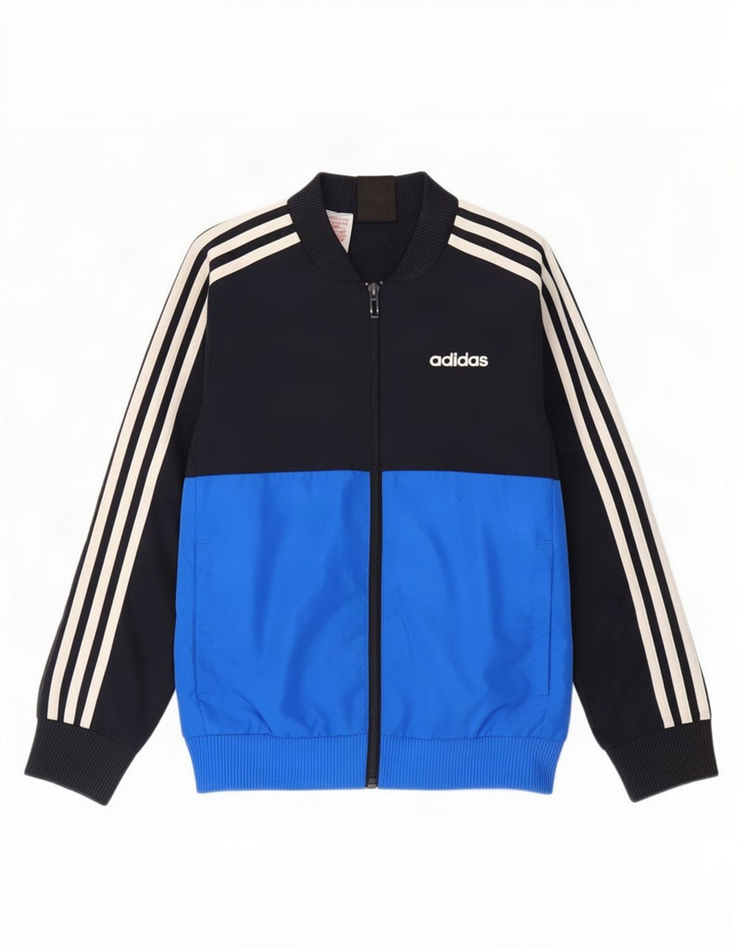 Chłopięca kurtka dresowa Adidas 7-8 lat Niebieski poliester z blokami kolorów