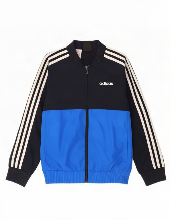 Chłopięca kurtka dresowa Adidas 7-8 lat Niebieski poliester z blokami kolorów