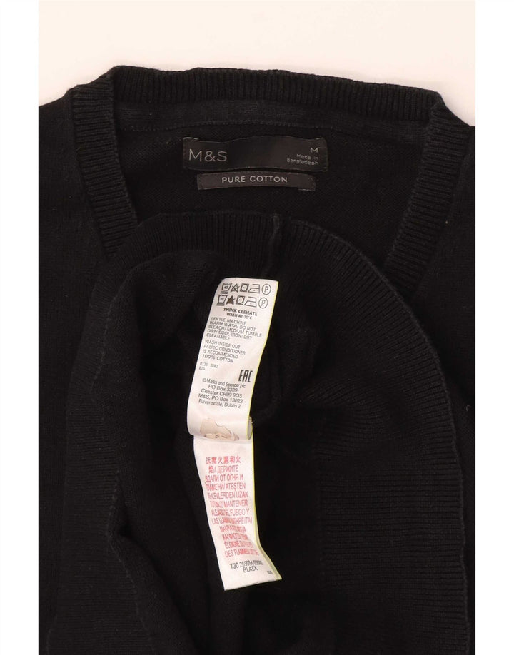 Marks & Spencer Męski podkoszulek z kamizelką, średni czarny, bawełniany