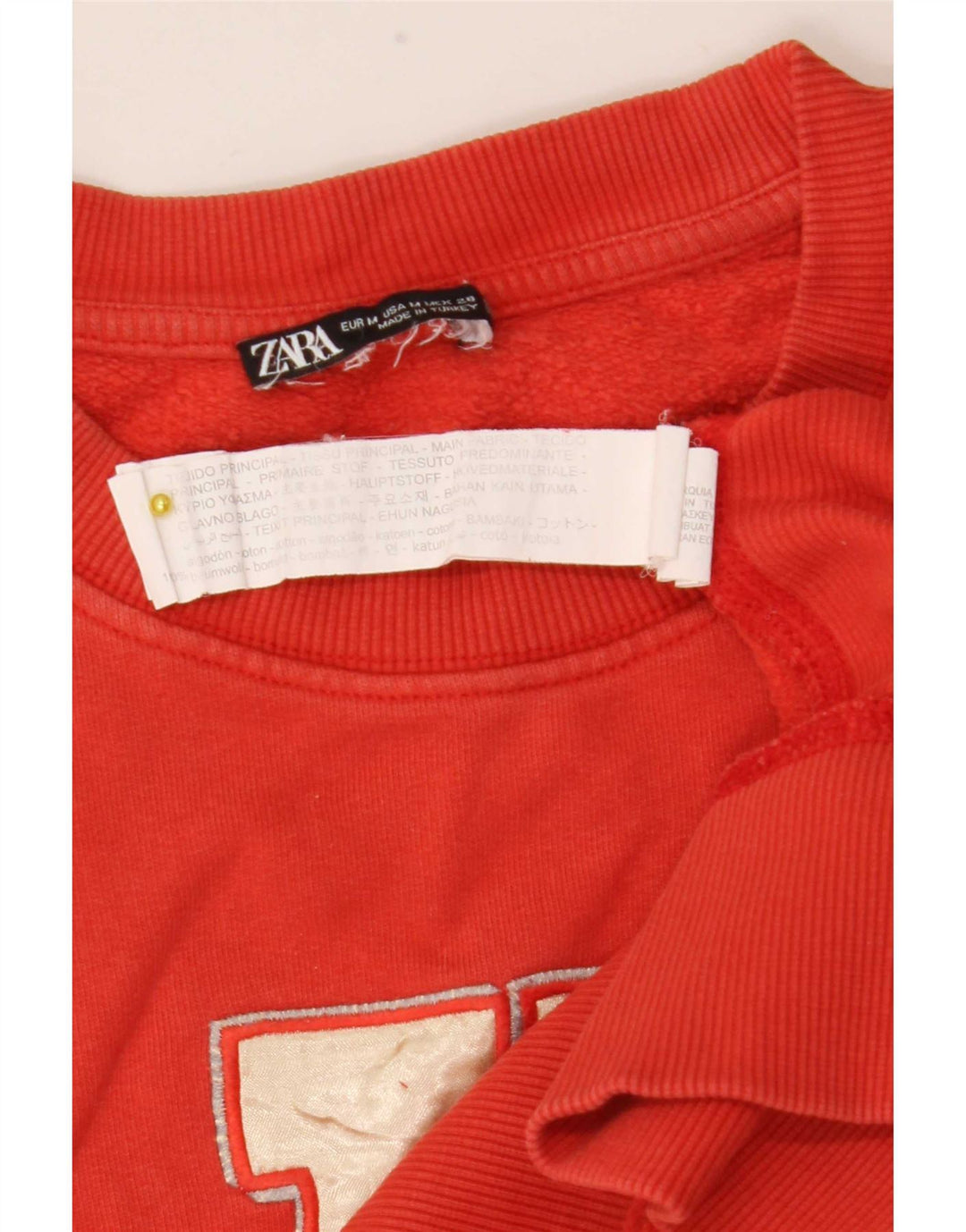 Damska bluza z grafiką Zara, UK 14, średnia czerwona bawełna
