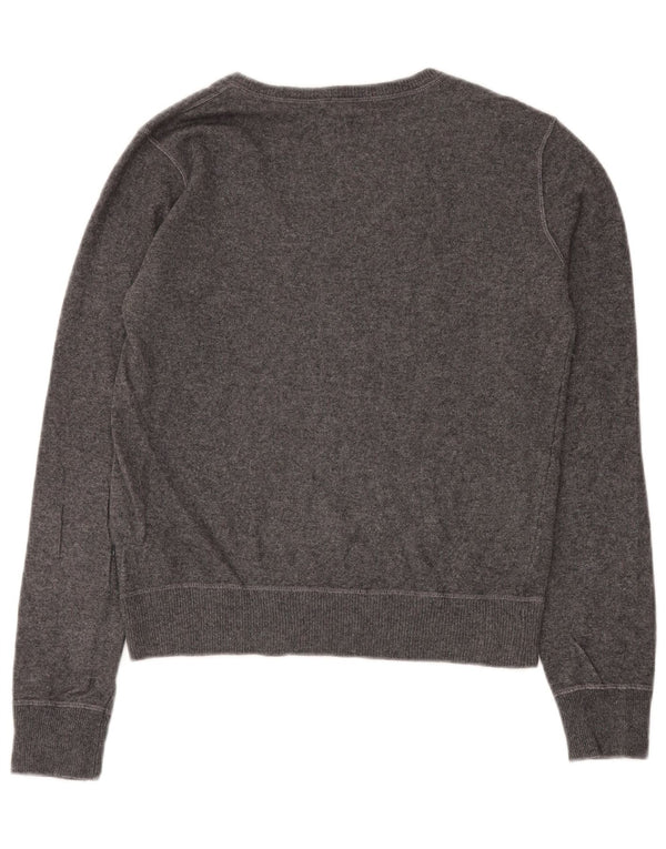 Armani Jeans Damski sweter z dekoltem w kształcie litery V, UK 14, duży, szary, wiskoza