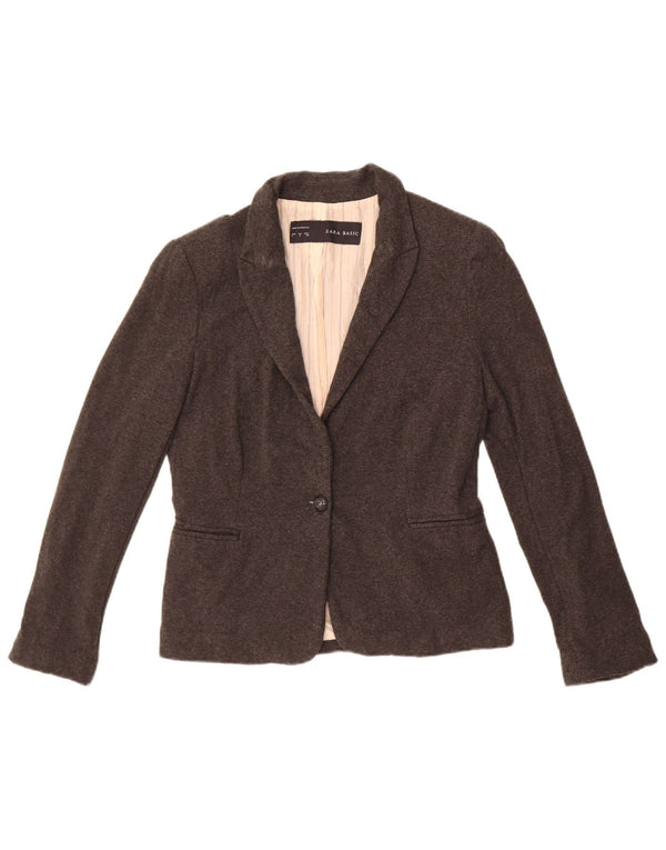 Damska marynarka Zara zapinana na 1 guzik UK 14, duża, szara, z acetatu