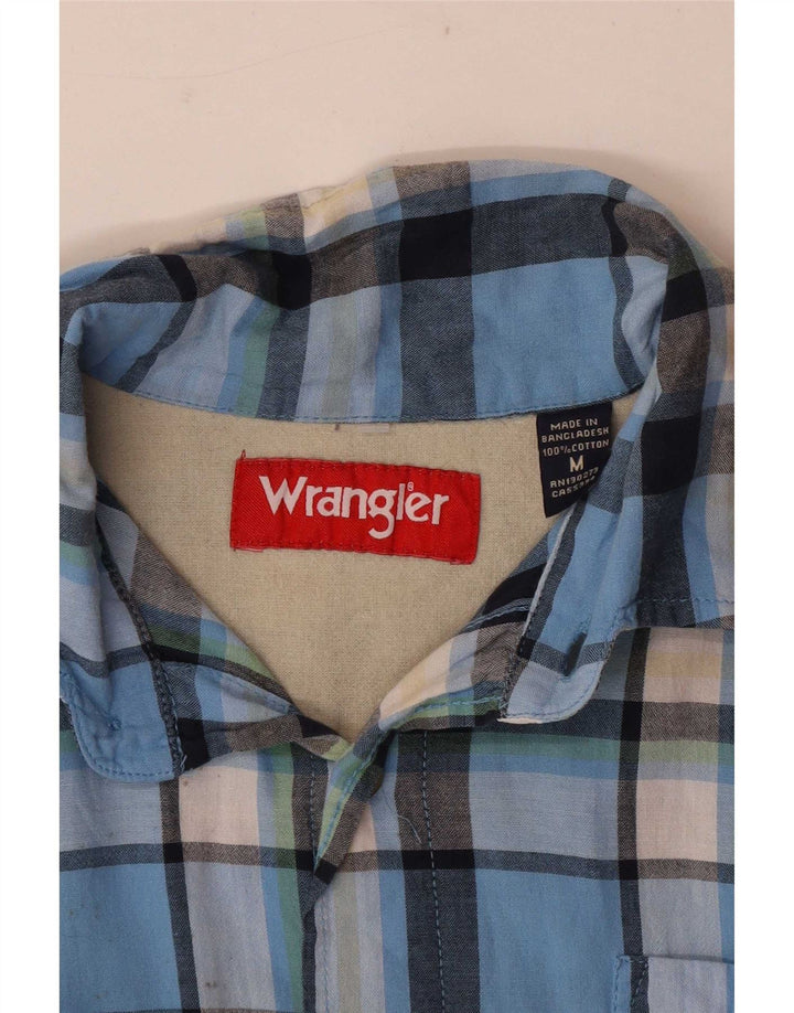 Męska koszula z krótkim rękawem Wrangler, bawełniana w średnią niebieską kratkę
