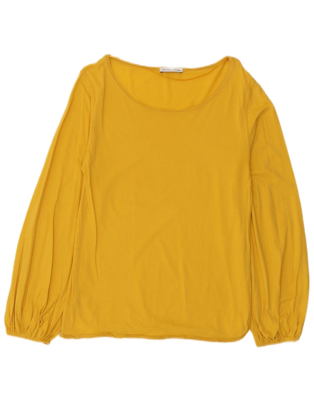 Top damski Zara z długim rękawem UK 10, mały, żółty, bawełniany
