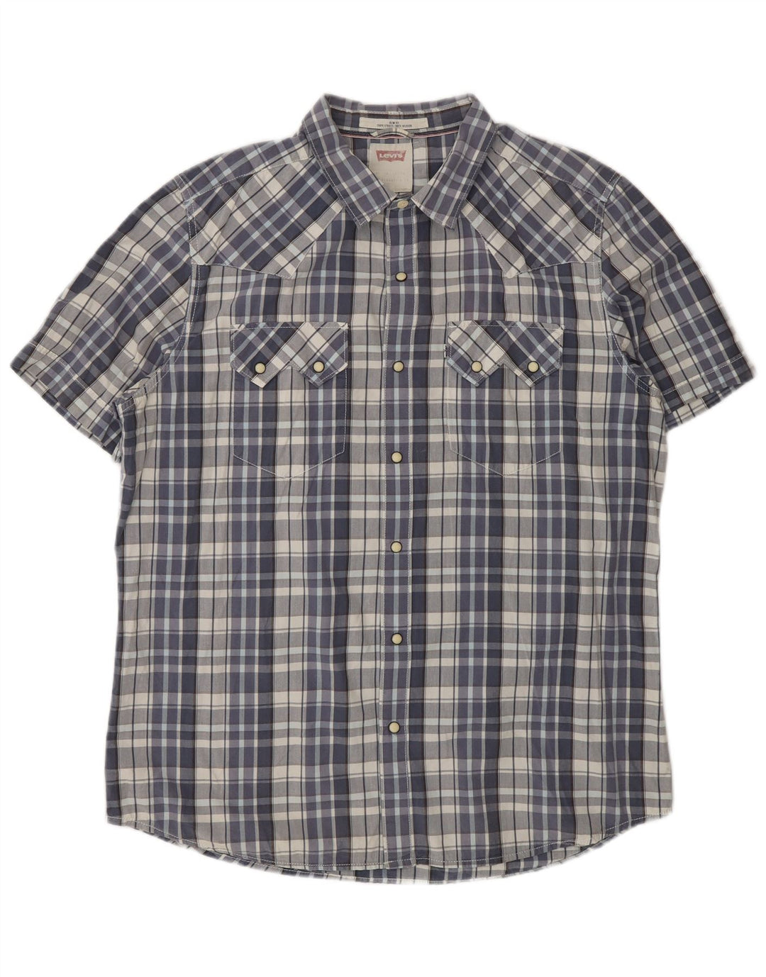 Koszula męska LEVI'S Slim Fit z krótkim rękawem XL, bawełniana w niebieską kratkę