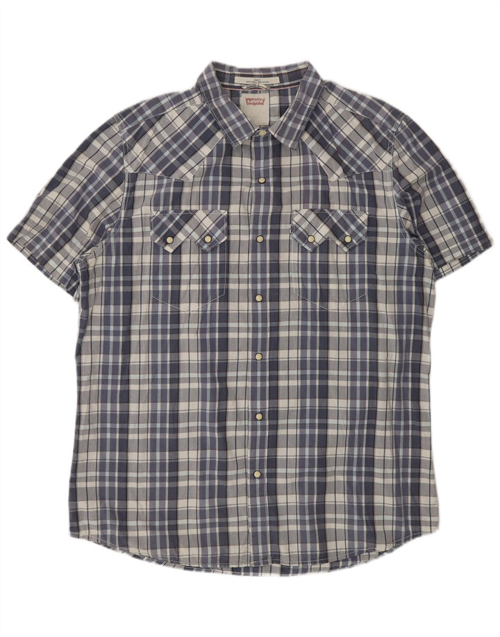 Koszula męska LEVI'S Slim Fit z krótkim rękawem XL, bawełniana w niebieską kratkę
