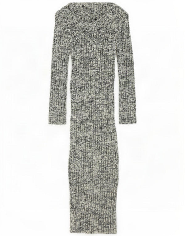 Shein Womens Long Sleeve Jumper Dress UK 10 Small Grey Flecked Polyester