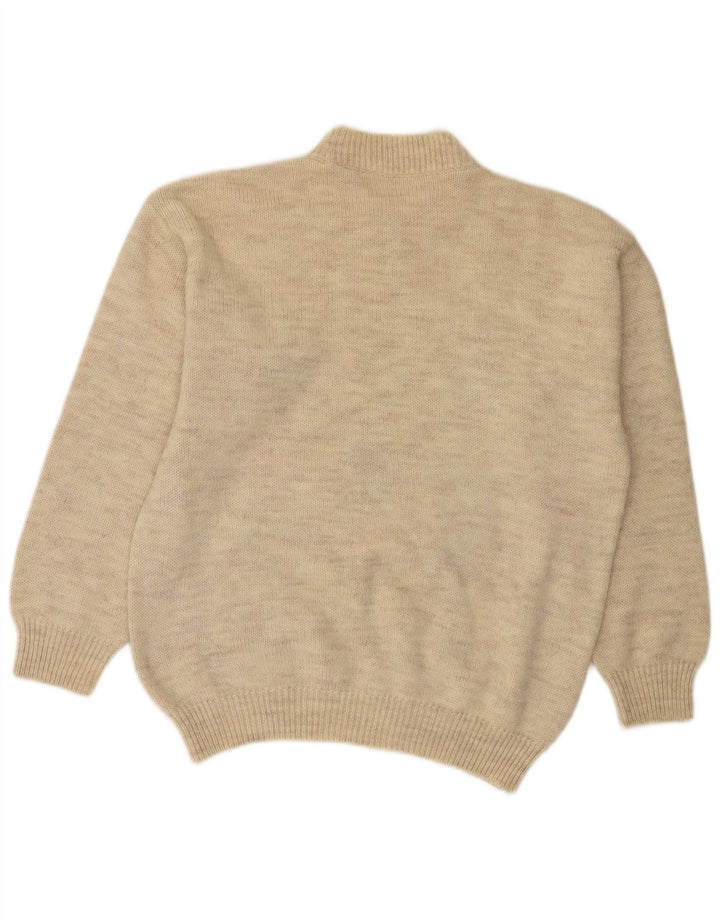 Męski sweter z okrągłym dekoltem w stylu vintage, średnio beżowy Argyle/Diament