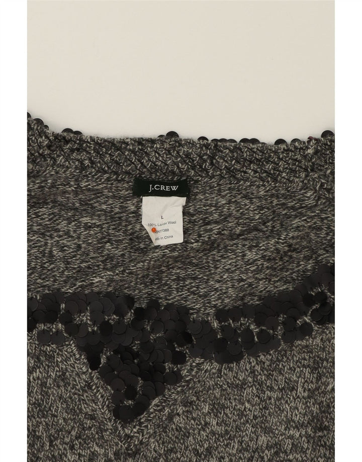 J. CREW Womens Crew Neck Jumper Sweater UK 16 Large Grey Wool Vintage J. Crew and Second-Hand J. Crew from Messina Hembry 