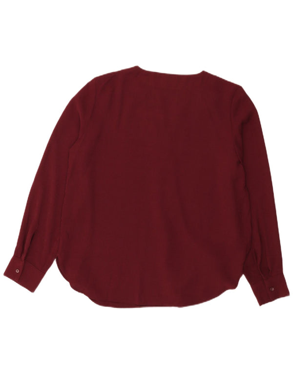 Marks & Spencer Womens Long Sleeve Blouse Top UK 12 Medium Burgundy