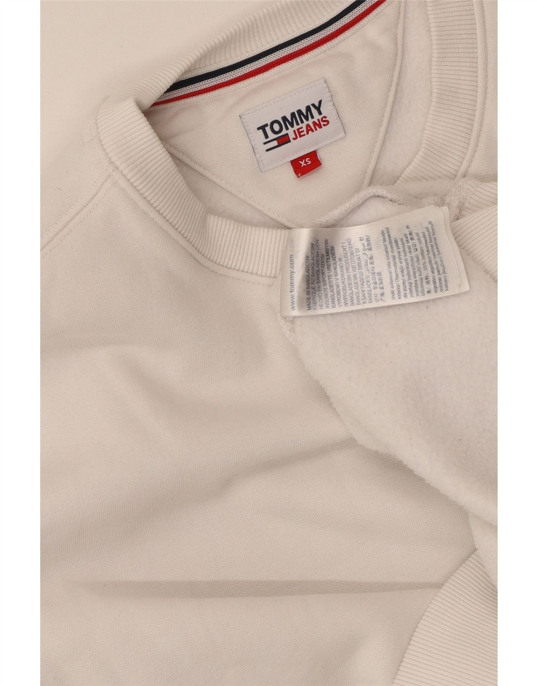 Damska bluza oversize TOMMY HILFIGER UK 6 XS, biała bawełna