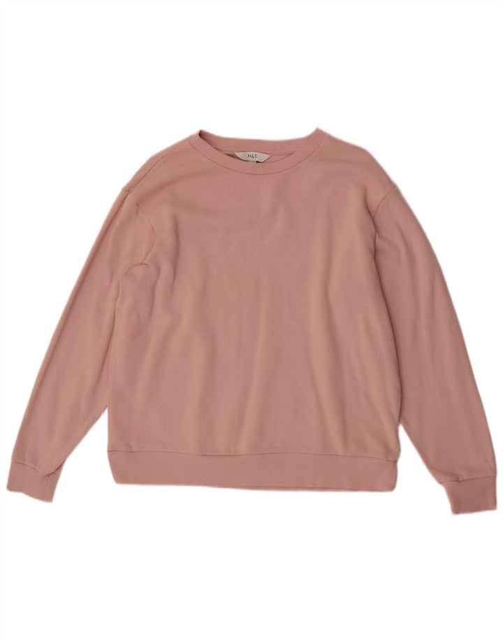 Marks & Spencer Damski sweter oversize UK 14, średni, różowy, bawełniany